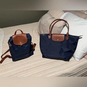 Genuine Longchamp Bags.  Tote and matching backpack.
